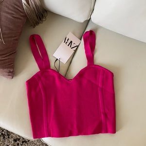 Zara Pink Knit Crop Top, Size Small